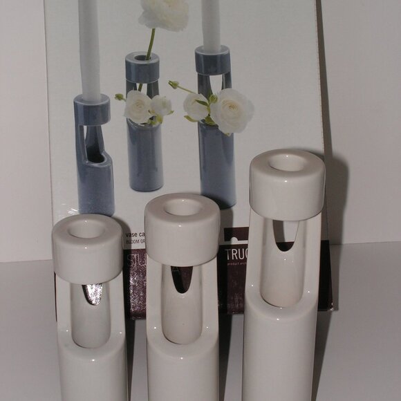 Mikasa Truck Bloom Set of 3 Vases Gray Ceramic - Picture 8 of 16